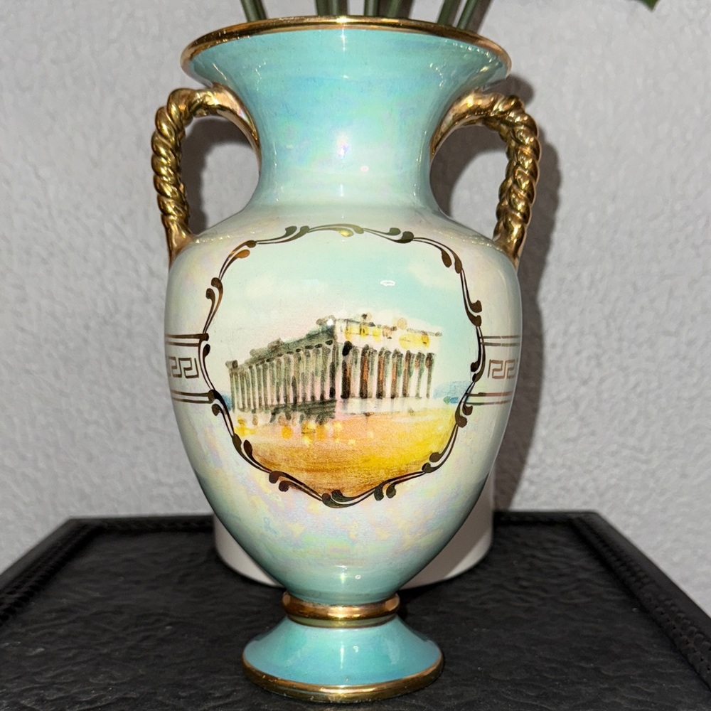 Elegant Ceramic Vase with Gold Accents